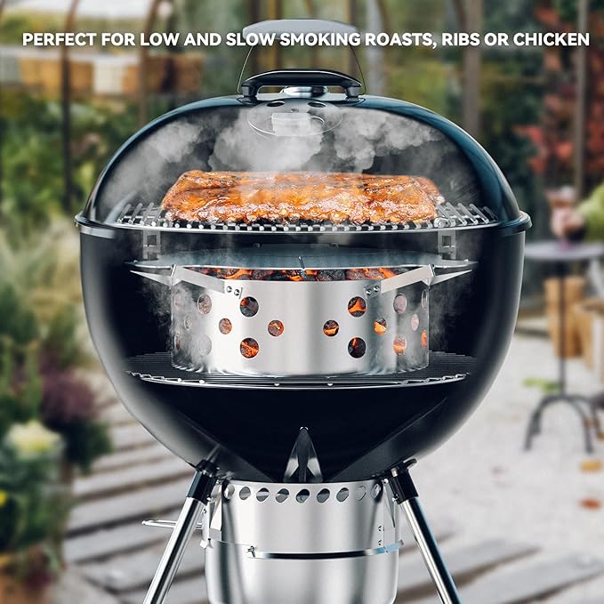 Skyflame Heat Controller for 22" Charcoal Kettle Grills, Stainless Steel BBQ Smoking Gilling Kit with 4PCS Support Clips, Turns Your Charcoal Grill Into a Smoker