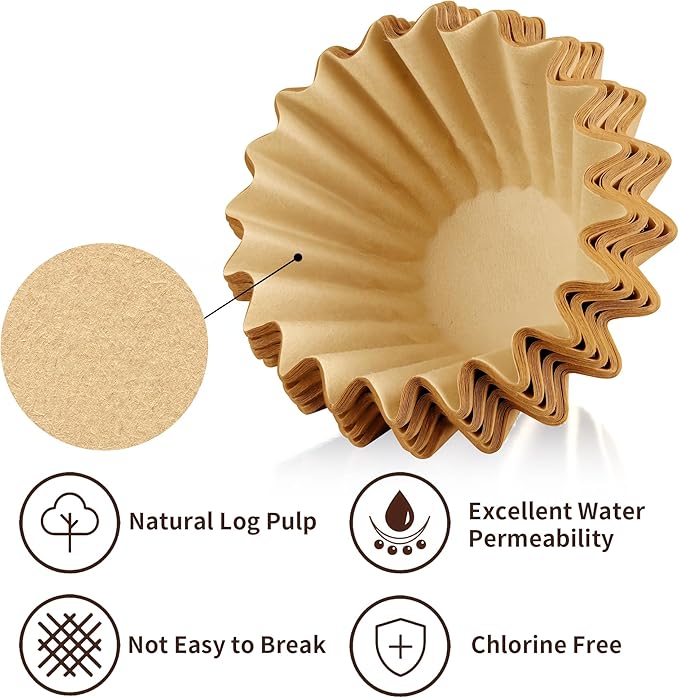 Coffee Filters Compatible with Fellow Coffee Maker, 200 Pcs Extra-Deep Bowl Design Filter Paper for Fellow Aiden Precision 10 Cup Batch Brew Basket