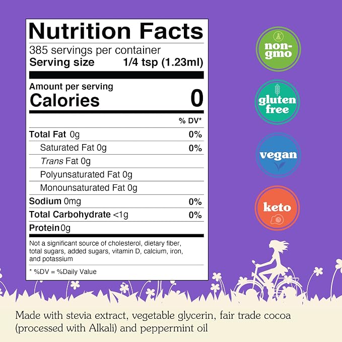 NuNaturals Stevia Syrup, Sugar-Free Sweetener, Plant-Based Sugar Substitute, Zero Calorie, Cocoa Mint Syrup, 16 oz - Image 2