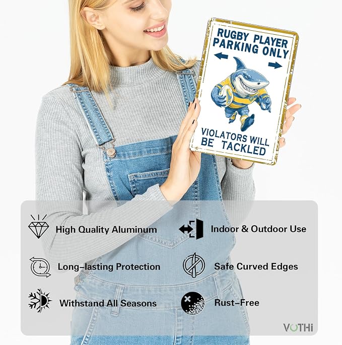 Funny Boys Room Decor Rugby Parking Only Metal Tin Sign Bedroom Posters Sports Fan Cave Sign 8x12 inch - Image 2