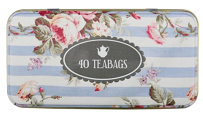 New English Teas Vintage Floral Tea Tin with 40 Earl Grey Teabags with Bergamot Flavouring