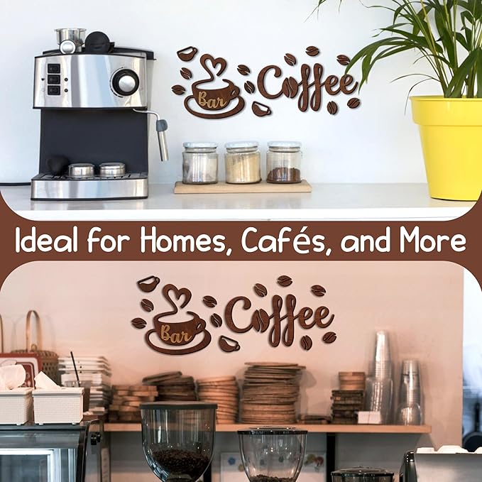 Woodamore Coffee Bar Signs for Wall Decor - Vintage Coffee Signs Decor for Kitchen, Cafe Decorations for Home Bar Accessories, Farmhouse Cafe Sign