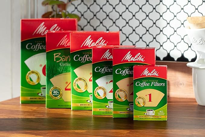 Melitta #6 Cone Coffee Filters, Unbleached Natural Brown, 40 Total Filters Count - Packaging May Vary
