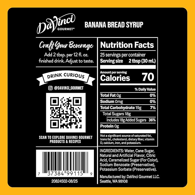 DaVinci Gourmet Banana Bread Syrup, 25.4 Fluid Ounces (Pack of 1)