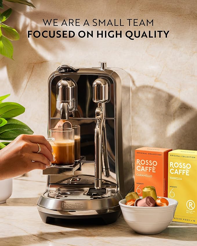 ROSSO CAFFÈ 60 Espresso Coffee Pods for Nespresso Original Machines - Pack of Premium Capsules, 3 Rich and Balanced Flavors (Vanilla, Crème Brulee, Caramel)