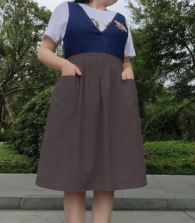 Unisex Chef Aprons White Retro Cotton Maid Short 2 Pockets Waist Waiter Waitress Half Apron - Image 4