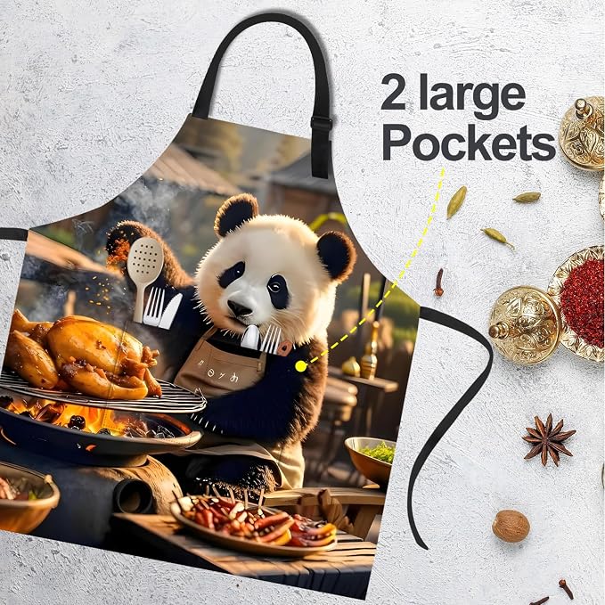 Funny Cat Apron with 2 Pockets Waterproof for Men Women Kitchen Garden Decor - Image 5