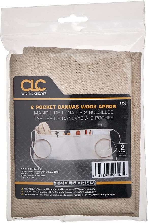 Custom Leathercraft Clc C6 Canvas Waist Apron Two Pocket, Unisex Adult, White, (Pack of 2) - Image 2
