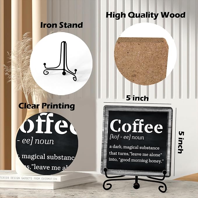Coffee Bar Decor For Bar, Funny Cute Coffee Signs For Station Cafe Shop, Table Desk Kitchen Shelf Corner Decorations And Accessories (coffe-03) - Image 2