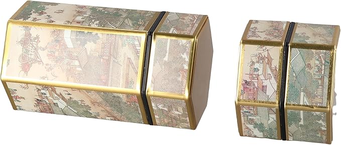Leadigol 2pcs Tea Tin Canister Metal Tea Jar Tinplate Tin Can, Small Tea Box, Empty Tea Storage Container, Hexagonal Tea Organizer with Airtight Lid for Loose Tea Leaf Coffee Bean Nut