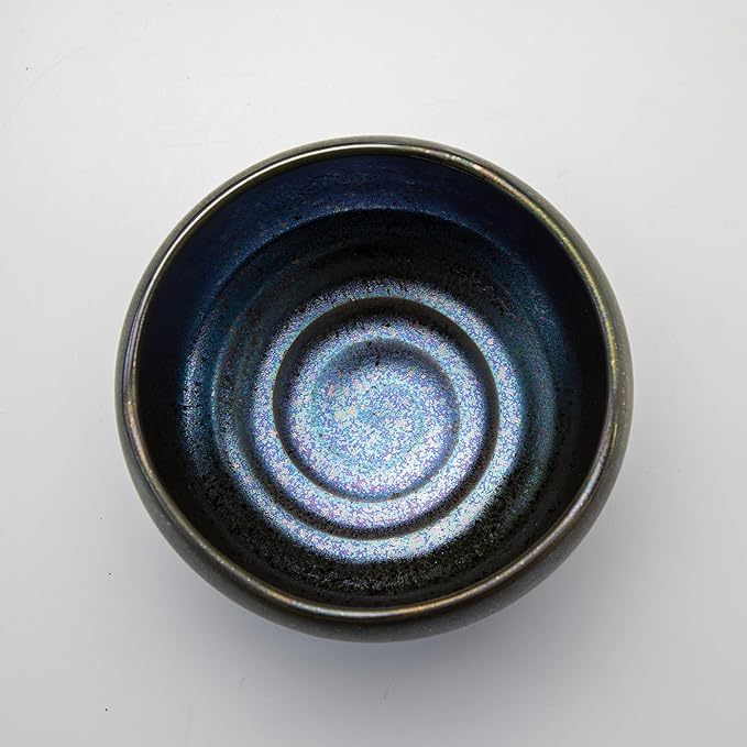 Asayu Japan Matcha Bowl, Handcrafted Starry Night Blue Japanese Ceramic Chawan, Microwave and Dishwasher Safe for Tea Ceremoney, Green Tea, Mino Pottery - Sazanami