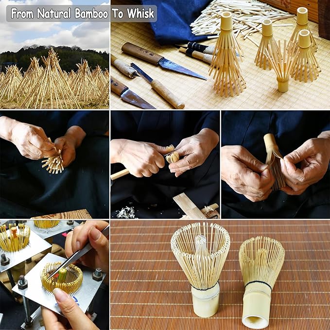 Matcha Whisk - Bamboo Whisk Handcrafted Traditional Japanese Chasen 120-Prong Stirrer Wisk Mixer for Matcha Powder Ceremonial Authentic Tea Preparation