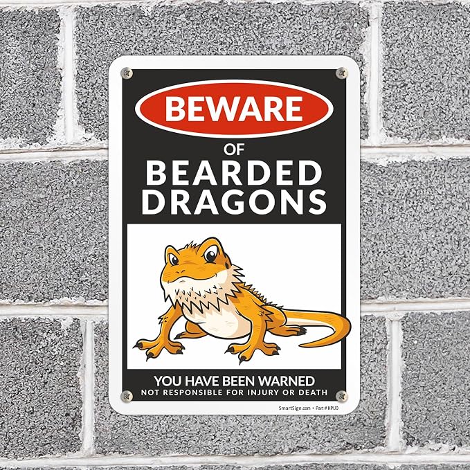 SmartSign Funny Beware Of Bearded Dragons Warning Sign - 10"x7", 40 mil Laminated Rust-free Aluminum - Metal Signs for Wall Decor, Outdoor, Patio, Gifts, Cafe - Dragon Theme, Made in USA - Image 3
