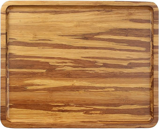 BambooMN Rectangular Bamboo Serving Tray - Tiger Stripe - 11 x 8.9 x 0.6