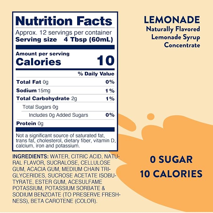 Jordan's Skinny Mixes Sugar Free Syrup, Lemonade Flavor, Fruit Flavored Water Enhancer, Drink Mix for Iced Tea, Lemonade, Drinks, Low Calorie Water Flavoring, Dairy & Gluten Free, Kosher, 25.4 Fl Oz - Image 2