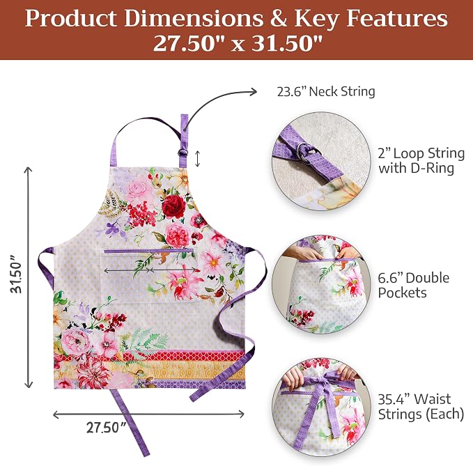 Maison d' Hermine 100% Cotton Apron for women with Pocket Kitchen Chef Apron for Men Cooking Mothers Day Gifts - Image 5