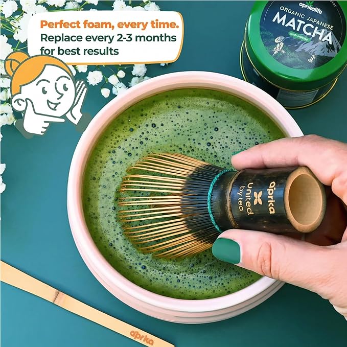 Traditional Purple Matcha Whisk - 100 Prong Bamboo Whisk For Ceremonial Tea Preparation - Authentic Japanese Purple Bamboo Whisker For Matcha Tea by Aprika Life
