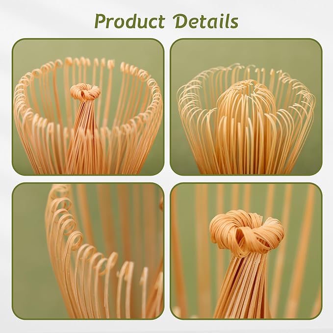 Handcrafted Bamboo Matcha Whisk, Traditional Japanese Chasen Matcha Stirrer, 100% Handmade from natural Bamboo (2Pcs)