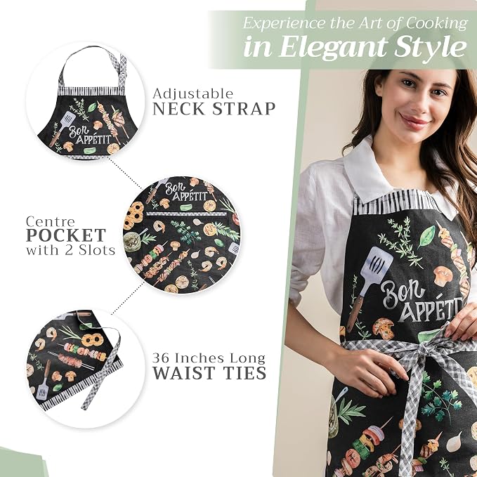 Maison d' Hermine 100% Cotton Apron for women with Pocket Kitchen Chef Apron for Men Cooking Mothers Day Gifts - Image 5