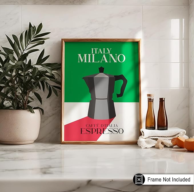 Poster Master Moka Pot Print - Espresso Poster - Italian Coffee Art - Great Gift for Barista, Coffee Lovers, Café Owner - Perfect Wall Decor for Dining Room, Kitchen - 11x14 UNFRAMED Wall Art