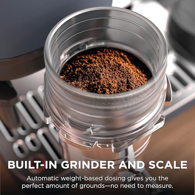 Ninja Luxe Café Premier Series, Espresso Machine, Drip Coffee Maker & Rapid Cold Brew, Integrated Grinder, Assisted Tamper, Hands-Free Frother, for Cappuccinos & Lattes, Cyberspace, ES601CY