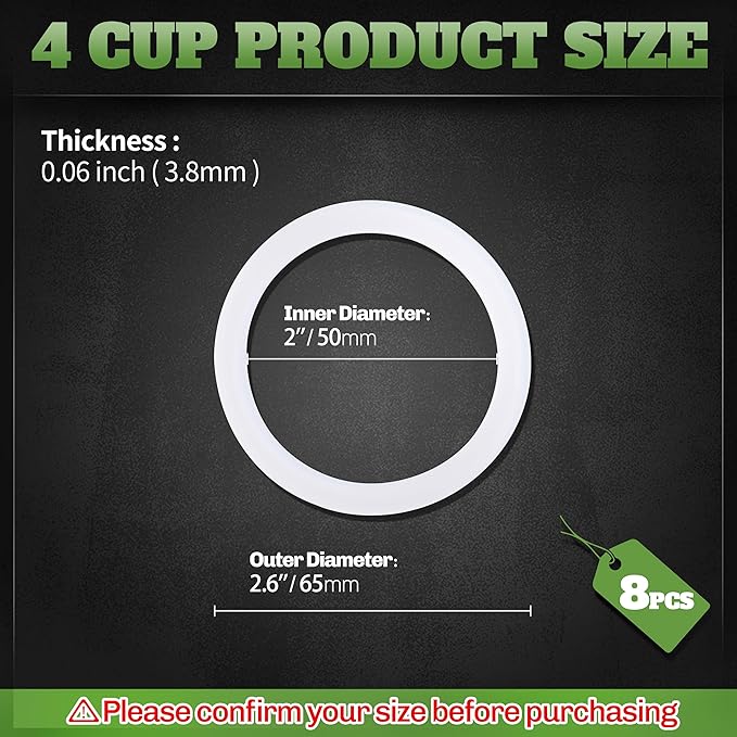 4 Cups Replacement Spare Food Grade Silicone Gasket, Seal Ring For Aluminium Stovetop Coffee Maker Pots Moka Express Dama Bialetti, 8 Pcs