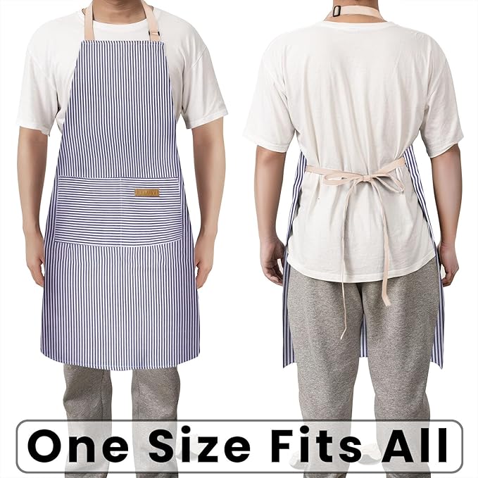 BeLuyi Adjustable Bib Apron with 2 Pockets Chef Cooking Kitchen Restaurant Aprons for Women Men