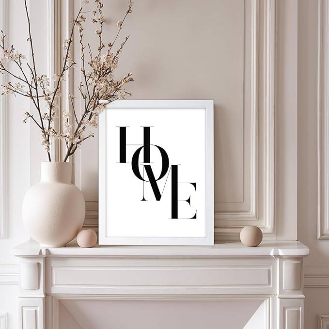 Poster Master Vintage Unique Poster - Retro Minimalist Print - Home, Letters, Typography, Black and White, Simple - Gift for Artist, Friend - Wall Decor for Living Room, Dorm, 8x10 White Framed