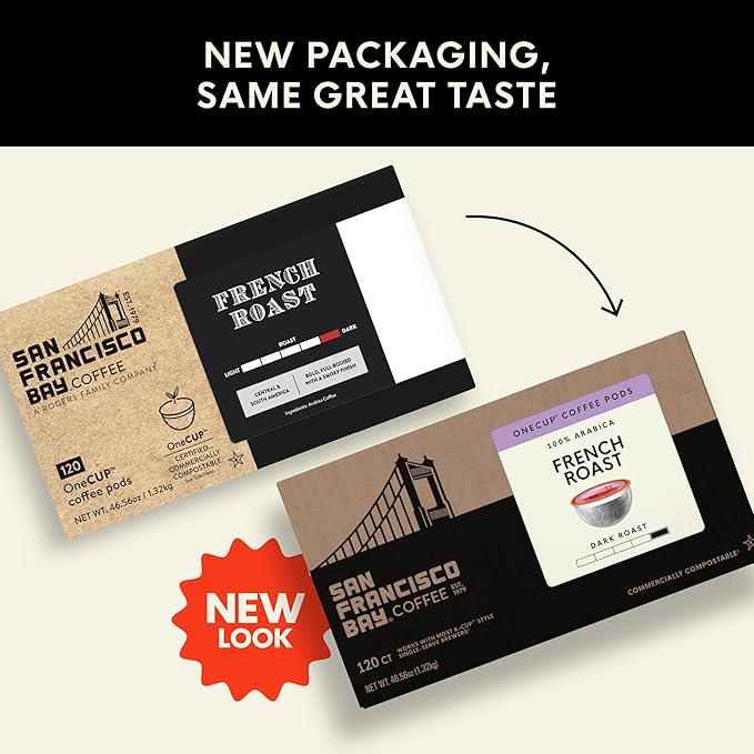 San Francisco Bay Compostable Coffee Pods - French Roast (120 Ct) K Cup Compatible including Keurig 2.0, Dark Roast