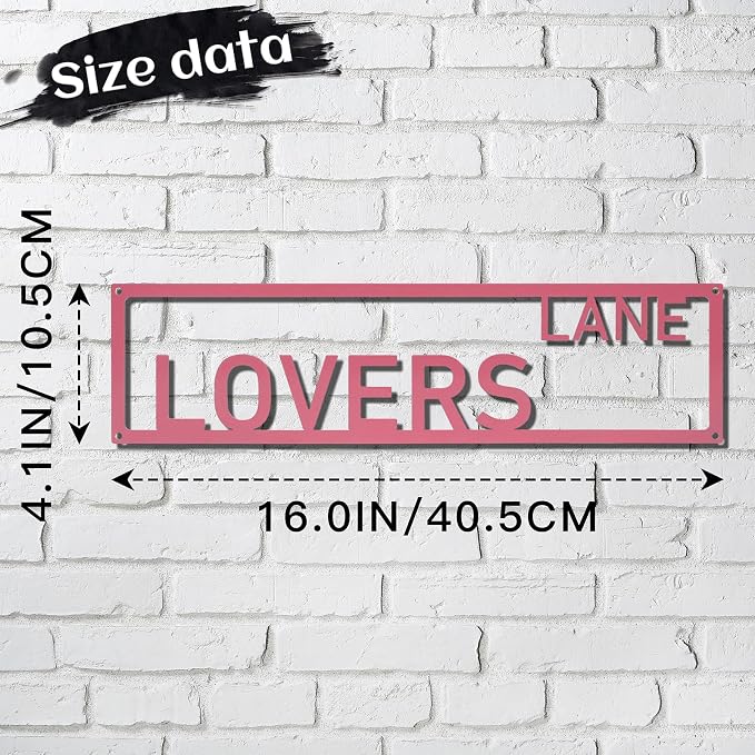 Metal Wall Art Decor Lovers Lane Metal Signs Street Sign with Letter Gift for Women Pink Room 16 x 4 Inches - Image 2
