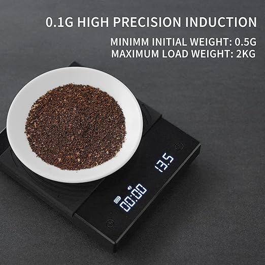 TIMEMORE Coffee Scale Basic 2.0 Electronic Espresso Scale with with Timer,2000 Grams and Water Flow Rate and Timer Function,Flow Rate Display 2024 Upgraded Version
