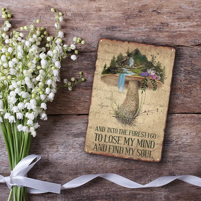 Sanwarm Metal Sign 8X12 Inch, Cute Mushroom Colorful Vintage Tin Sign Wall Art Decor for Home, Living Room, Kitchen, Garden, Bedroom, Office, Hotel, Cafe And Pub Decoration - Image 6