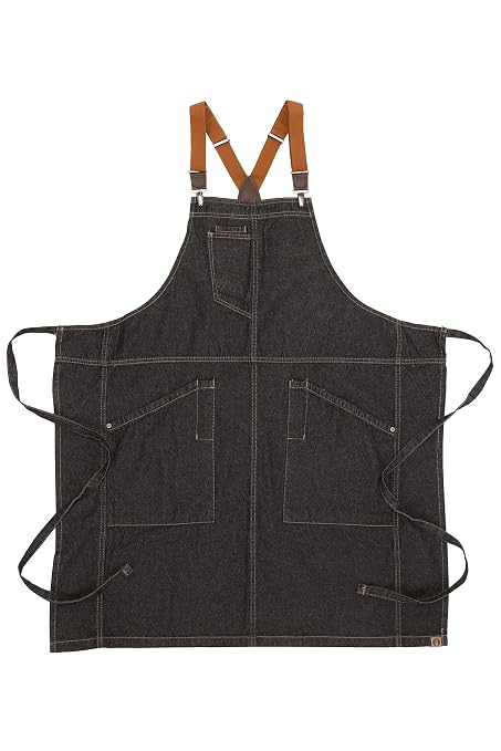 Chef Works Unisex Berkeley Bib Apron, Black W/Desert Sand Suspenders, One Size - Image 6