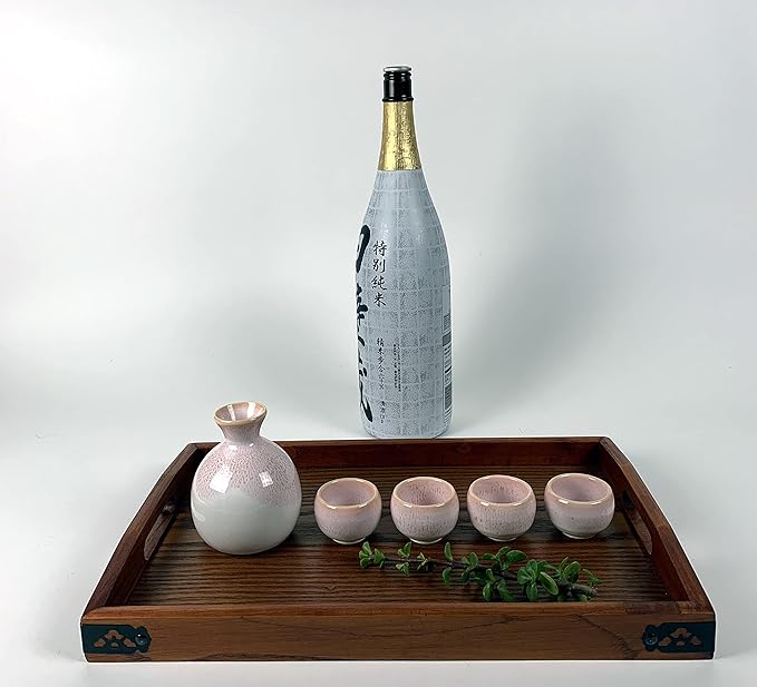 JapanBargain 1608, Wooden Serving Tays with Handle Rectangle Butler Tray Breakfast Lunch Bento Dinner Tray Tea Serving Tray Platter, 16.5 x 10.75 inch, 2-Pack