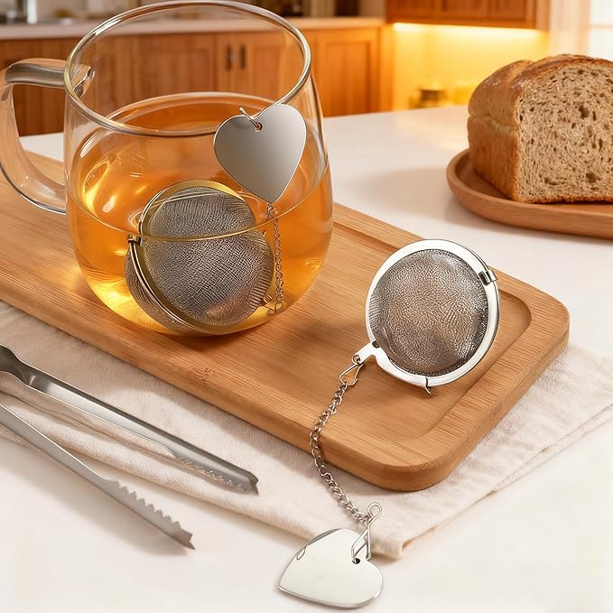 2 Pack Extra Fine Mesh Tea Infuser - 304 Stainless Steel Loose Leaf Tea Strainer Ball with Tea Scoop & Clip, Rustproof & Easy to Clean