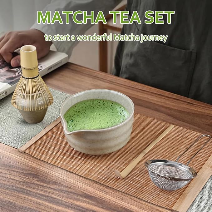 Bamboo Matcha Whisk Set With Bamboo Whisk And Holder Premium Matcha Set (B)