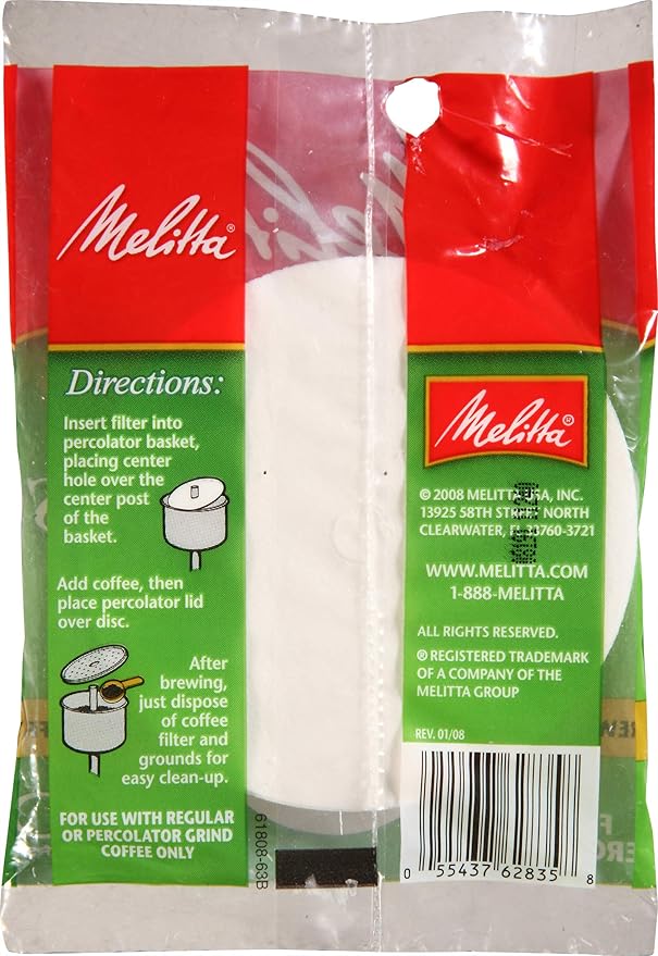 Melitta 3.5 Percolator Disc Coffee Filters, White, 100 Count (Pack of 2)