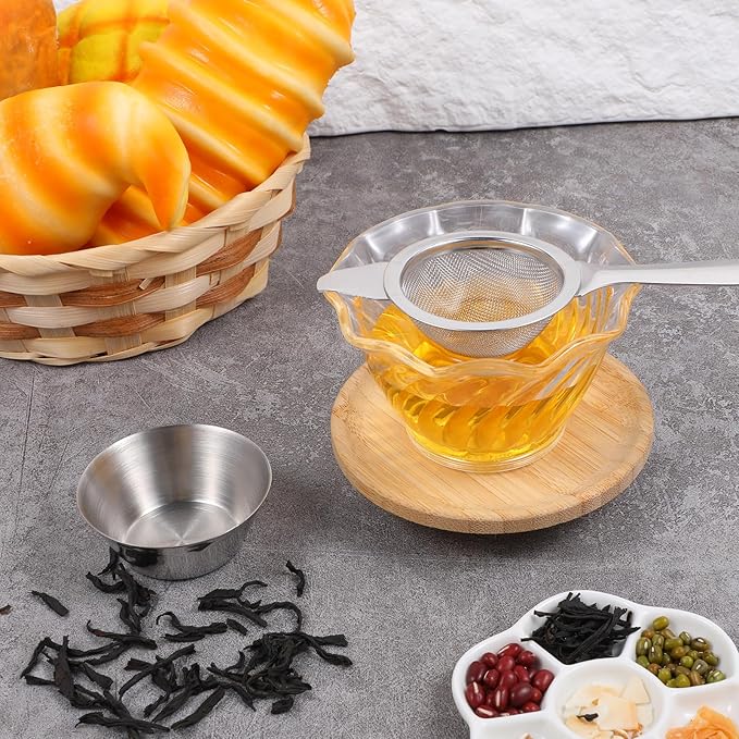 2.2" Small Sifter for Matcha Strainer Fine Mesh Mini Tea Strainers Small Sifter for Matcha Filter with Handle Metal Sieve Stainless Steel for Cocktail Loose Tea Coffee, Silver