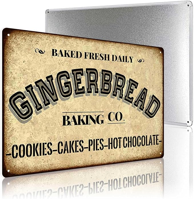 Gingerbread Baking Co. Cookies Cakes Pies Hot Chocolate Metal Tin Sign Vintage Decoration Crafts Sign For Home Kitchen Farmhouse Coffee Bar Cafe Inspirational Quotes Wall Decor 8X12 Inch - Image 4