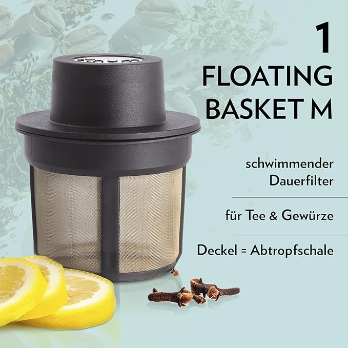 Finum 63/421.40.00 Floating Brewing Basket, Medium, Black