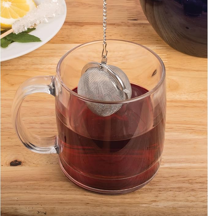 HIC Kitchen Mesh Ball Tea Infuser, 18/8 Stainless Steel Mesh, For Loose Leaf Tea and Mulling Spices, 2-Inch (Pack of 2)