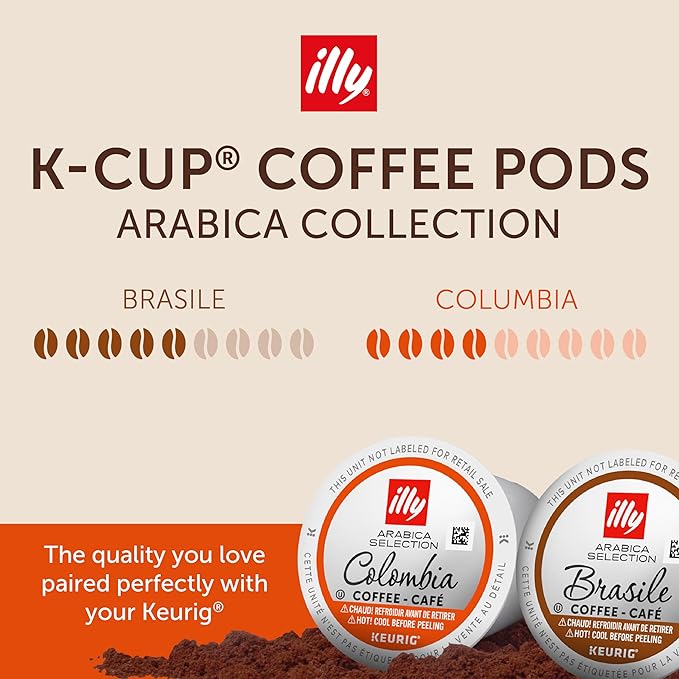 illy Coffee K Cup, Pods for Keurig Machines, Brasile & Colombia Single Origin Medium Roasts, 100% Arabica, Premium Italian Coffee, 10 Count, 6 Variety Pack