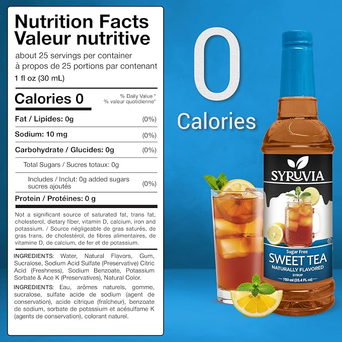 Syruvia Sugar Free Sweet Tea Flavored Syrup for Drinks, Cocktails, Lemonades, Iced Teas and Desserts – 25.4 fl oz, With Pump - Image 2