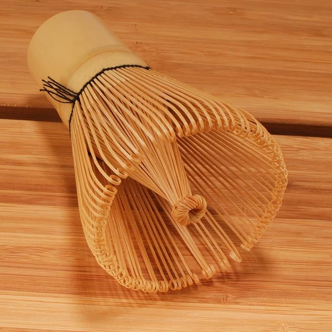 BambooMN Matcha Green Tea Whisk And Scoop 4 Piece Set - Black Holder - 1 Set