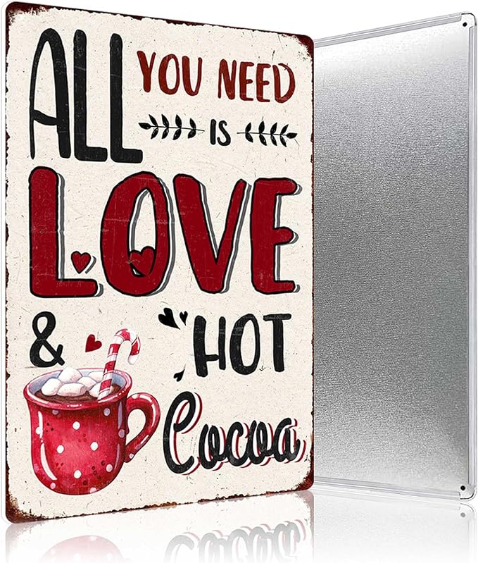 All You Need Is Love And Hot Cocoa Vintage Metal Tin Sign Home Wall Decor For Kitchen Bakery Coffee Bar Farmhouse Restaurants Cafe 8X12 Inch Christmas Decorations - Image 4