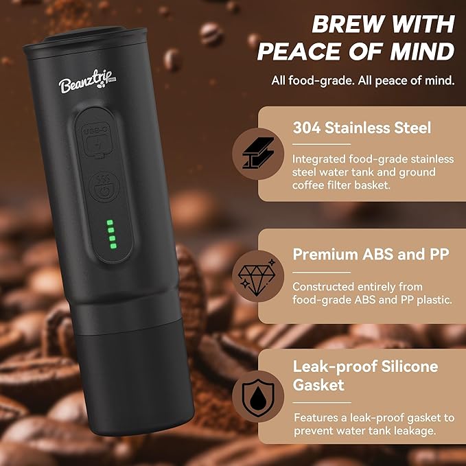 H02 PRO Portable Espresso Machine, Travel Coffee Maker fits NS Capsule & Ground Coffee, Women's Day Gift Camping Small Mini Coffee Machine with Self-heating, Electric Espresso Maker