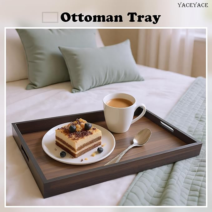 Wood Serving Tray, 13"x8.7"x1.5" Small Food Tray for Party, Dining, Home Decor, Bed, Bathroom, Living Room, Drink, Coffee Table