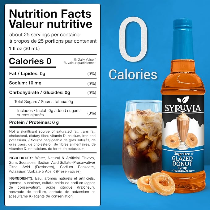Syruvia Sugar Free Coffee Syrup, Glazed Donut Flavored Syrup for Drinks, Lattes, and Desserts – 25.4 fl oz, With Pump - Image 2