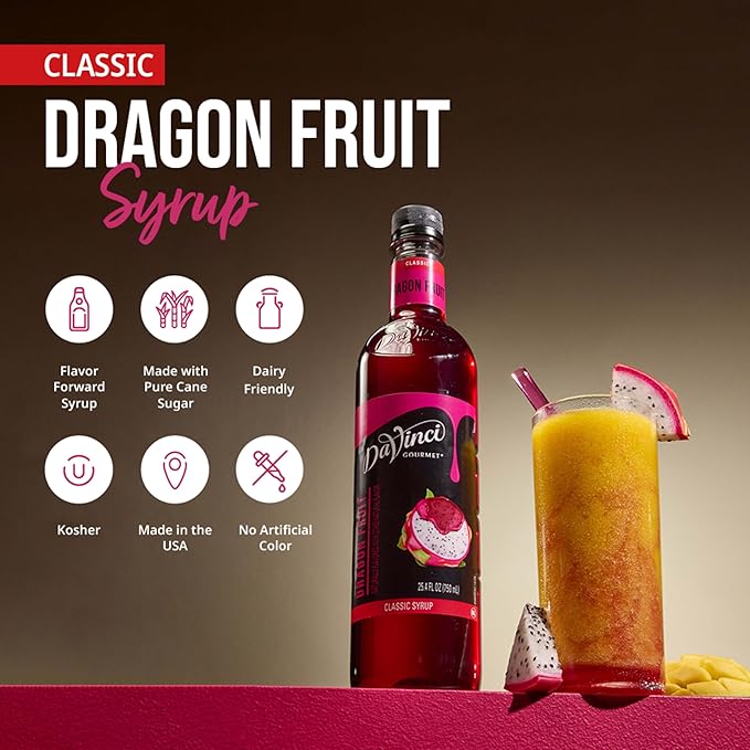 DaVinci Gourmet Dragon Fruit Syrup, 25.4 Fluid Ounces (Pack of 1)