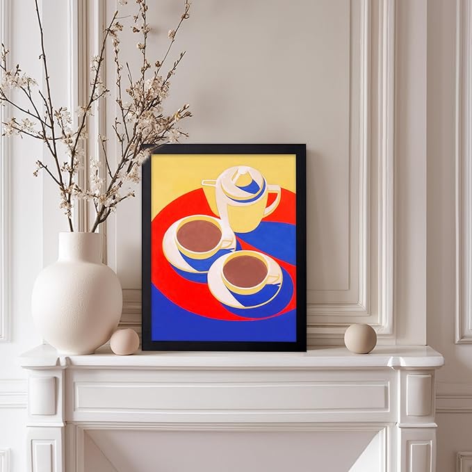 Poster Master Vintage Food & Drink Poster - Retro Colorful Coffee Print - Café Wall Art - Gift for Barista, Coffee Lovers, Café Owner - Decor for Dining Room, Kitchen, 8x10 Black Framed